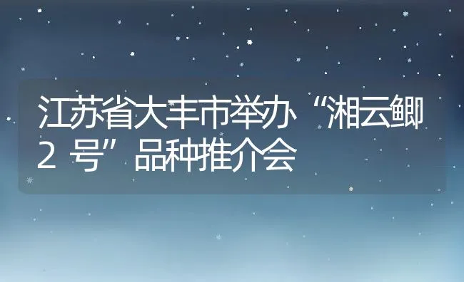 江苏省大丰市举办“湘云鲫2号”品种推介会 | 动物养殖饲料