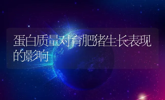 蛋白质量对育肥猪生长表现的影响 | 动物养殖学堂