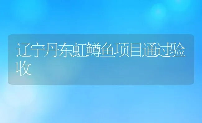 辽宁丹东虹鳟鱼项目通过验收 | 淡水养殖技术