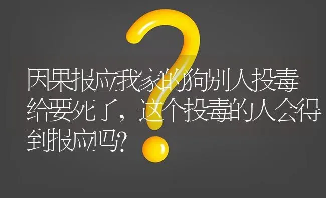 因果报应我家的狗别人投毒给要死了，这个投毒的人会得到报应吗？ | 动物养殖问答