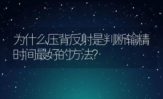 为什么压背反射是判断输精时间最好的方法？ | 动物养殖学堂