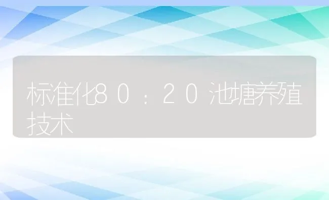 标准化80：20池塘养殖技术 | 动物养殖饲料