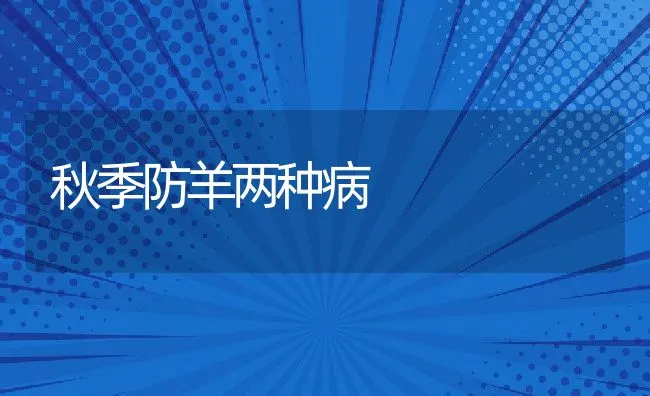 秋季防羊两种病 | 动物养殖学堂