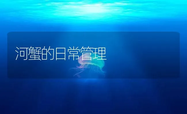 河蟹的日常管理 | 海水养殖技术