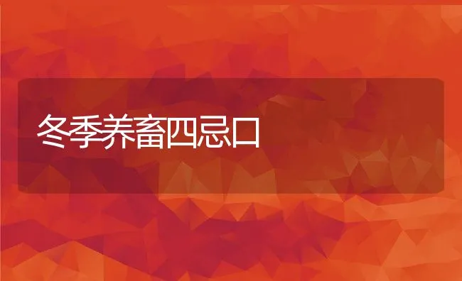 冬季养畜四忌口 | 动物养殖饲料