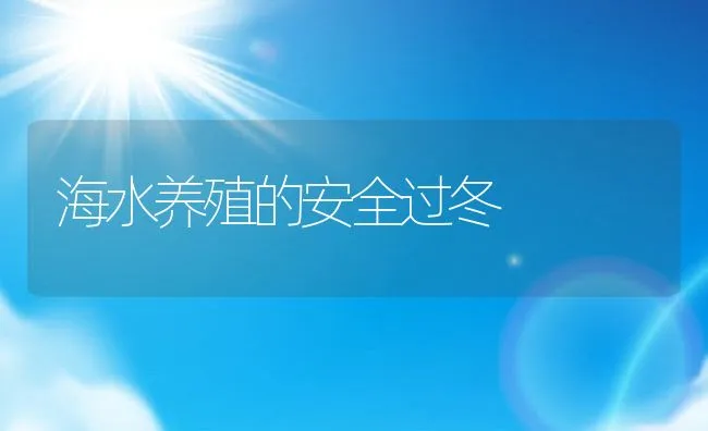 海水养殖的安全过冬 | 动物养殖饲料