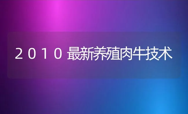 2010最新养殖肉牛技术 | 动物养殖饲料