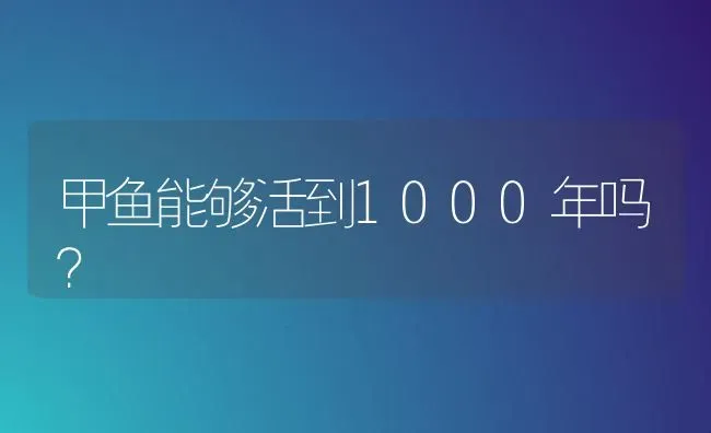 甲鱼能够活到1000年吗？ | 动物养殖问答