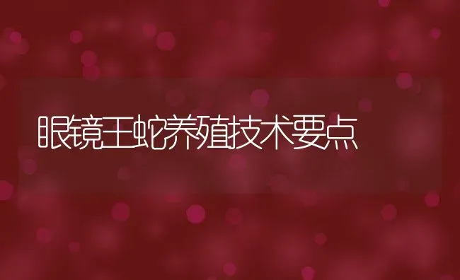 眼镜王蛇养殖技术要点 | 动物养殖百科