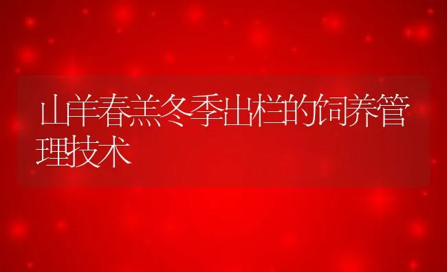 山羊春羔冬季出栏的饲养管理技术 | 动物养殖饲料