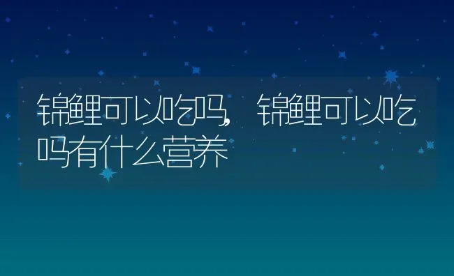 锦鲤可以吃吗,锦鲤可以吃吗有什么营养 | 宠物百科知识