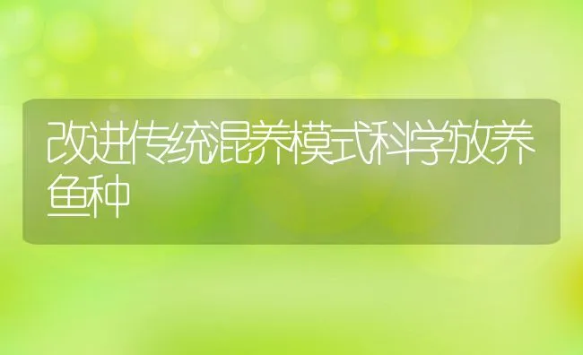 改进传统混养模式科学放养鱼种 | 动物养殖饲料