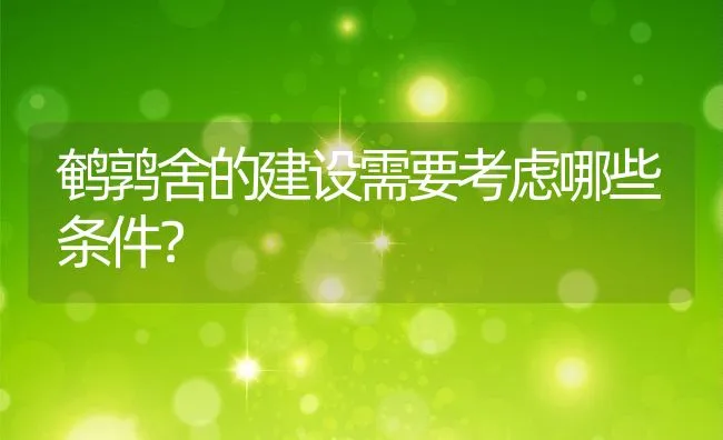 鹌鹑舍的建设需要考虑哪些条件？ | 水产养殖知识