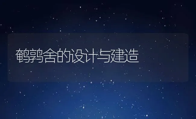 鹌鹑舍的设计与建造 | 水产养殖知识