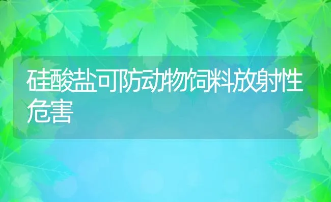 硅酸盐可防动物饲料放射性危害 | 动物养殖学堂