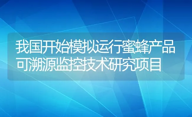 我国开始模拟运行蜜蜂产品可溯源监控技术研究项目 | 水产养殖知识