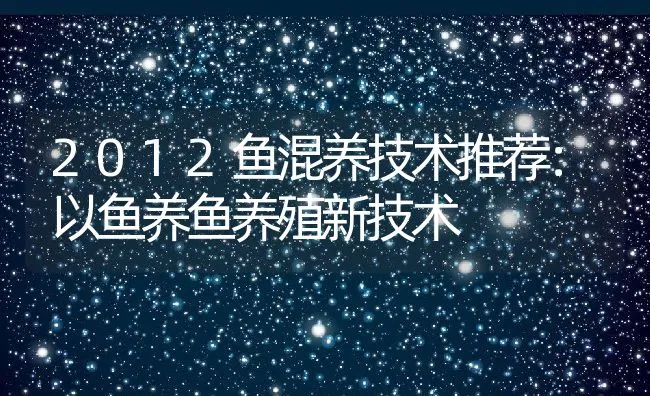 2012鱼混养技术推荐：以鱼养鱼养殖新技术 | 动物养殖饲料