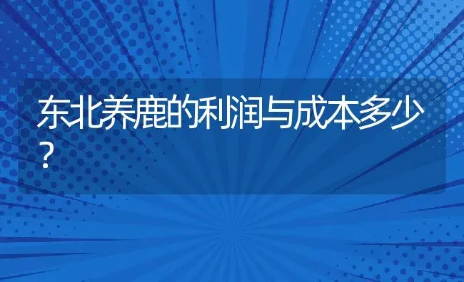 东北养鹿的利润与成本多少？ | 动物养殖百科