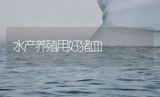 水产养殖用好猪血 | 海水养殖技术