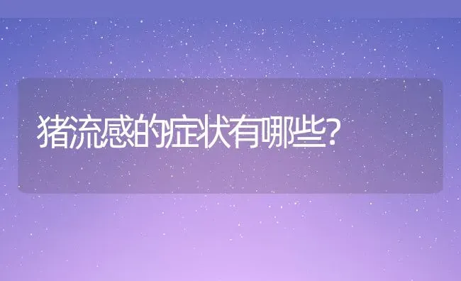 猪流感的症状有哪些？ | 动物养殖百科