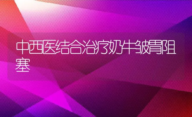 中西医结合治疗奶牛皱胃阻塞 | 动物养殖学堂