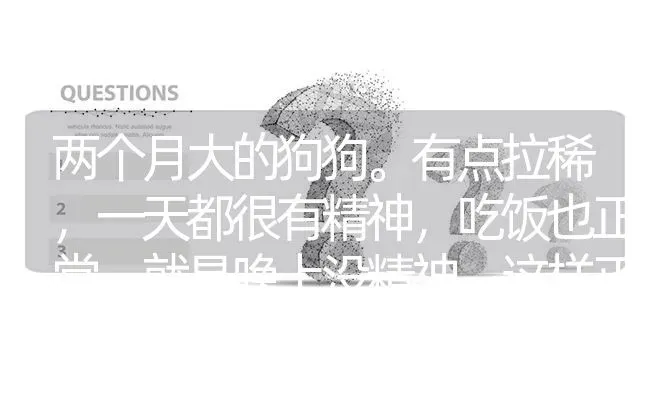 两个月大的狗狗。有点拉稀，一天都很有精神，吃饭也正常、就是晚上没精神。这样正常吗？ | 动物养殖问答