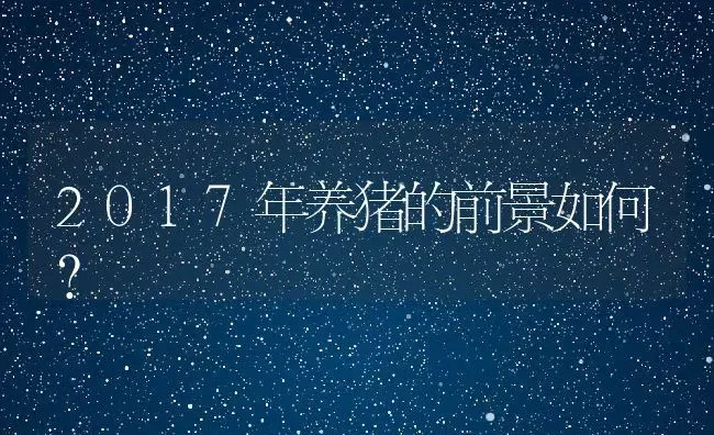 2017年养猪的前景如何？ | 动物养殖百科