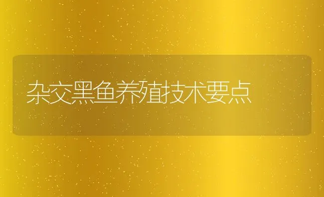 杂交黑鱼养殖技术要点 | 动物养殖饲料