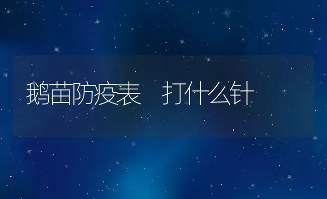 鹅苗防疫表 打什么针 | 动物养殖教程