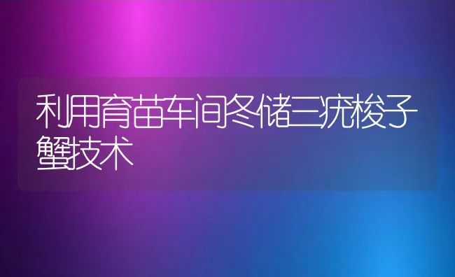 利用育苗车间冬储三疣梭子蟹技术 | 动物养殖饲料