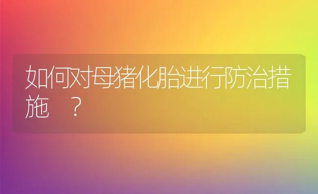 如何对母猪化胎进行防治措施 ？ | 动物养殖学堂