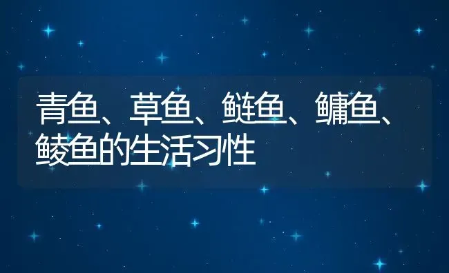 青鱼、草鱼、鲢鱼、鳙鱼、鲮鱼的生活习性 | 动物养殖教程