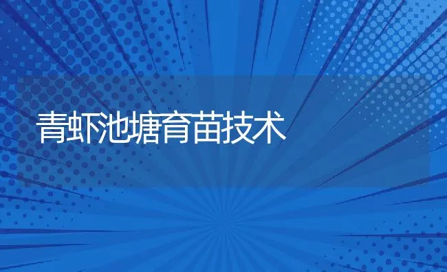 青虾池塘育苗技术 | 动物养殖饲料