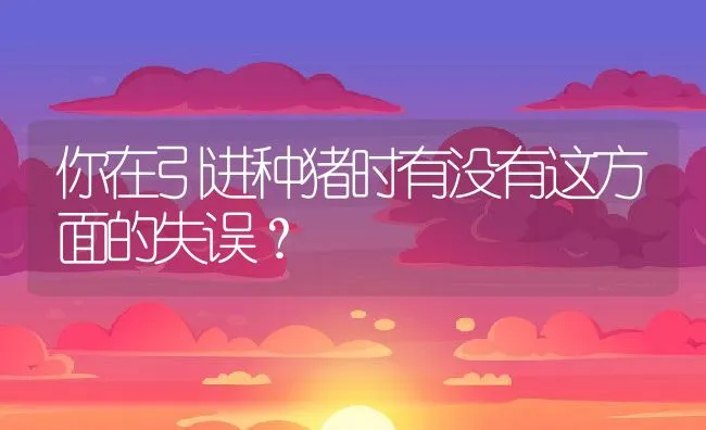 你在引进种猪时有没有这方面的失误？ | 动物养殖学堂