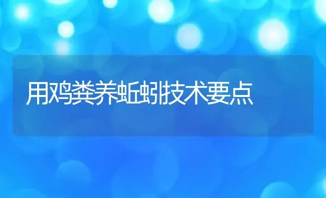 用鸡粪养蚯蚓技术要点 | 动物养殖教程