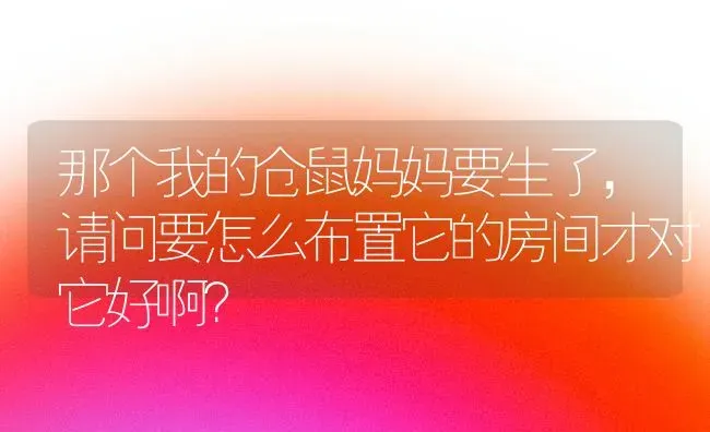 那个我的仓鼠妈妈要生了，请问要怎么布置它的房间才对它好啊？ | 动物养殖问答