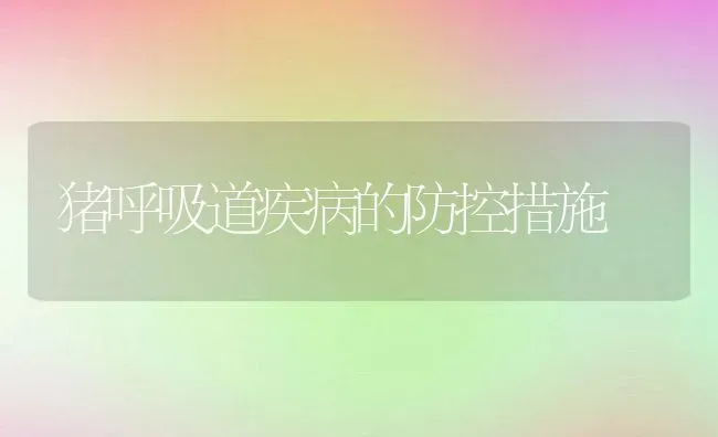 猪呼吸道疾病的防控措施 | 动物养殖百科