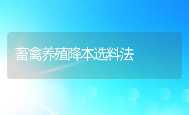 畜禽养殖降本选料法 | 动物养殖饲料