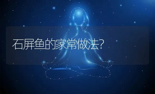 石屏鱼的家常做法？ | 鱼类宠物饲养