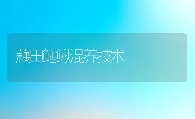 藕田鳝鳅混养技术 | 动物养殖饲料