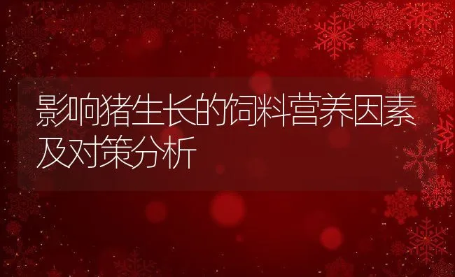 影响猪生长的饲料营养因素及对策分析 | 动物养殖饲料