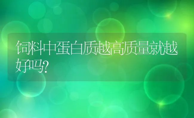 饲料中蛋白质越高质量就越好吗？ | 动物养殖饲料