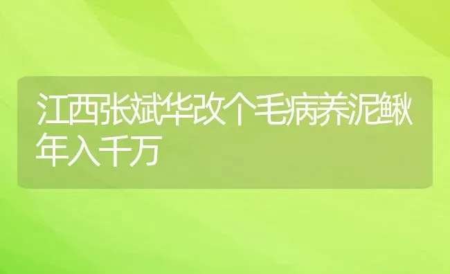 江西张斌华改个毛病养泥鳅年入千万 | 动物养殖百科