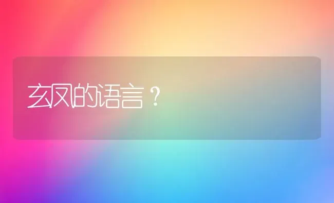 玄凤的语言？ | 动物养殖问答