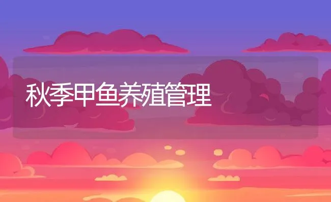 秋季甲鱼养殖管理 | 动物养殖学堂