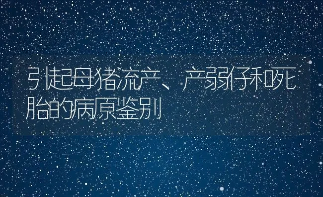 引起母猪流产、产弱仔和死胎的病原鉴别 | 动物养殖学堂