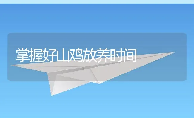 掌握好山鸡放养时间 | 动物养殖饲料