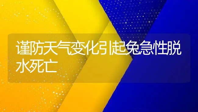 谨防天气变化引起兔急性脱水死亡 | 水产养殖知识