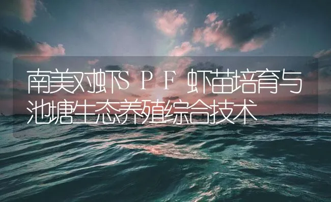 南美对虾SPF虾苗培育与池塘生态养殖综合技术 | 海水养殖技术