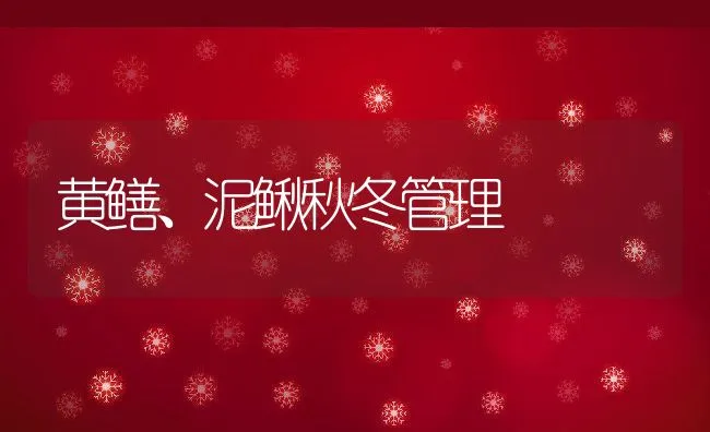 黄鳝、泥鳅秋冬管理 | 水产养殖知识